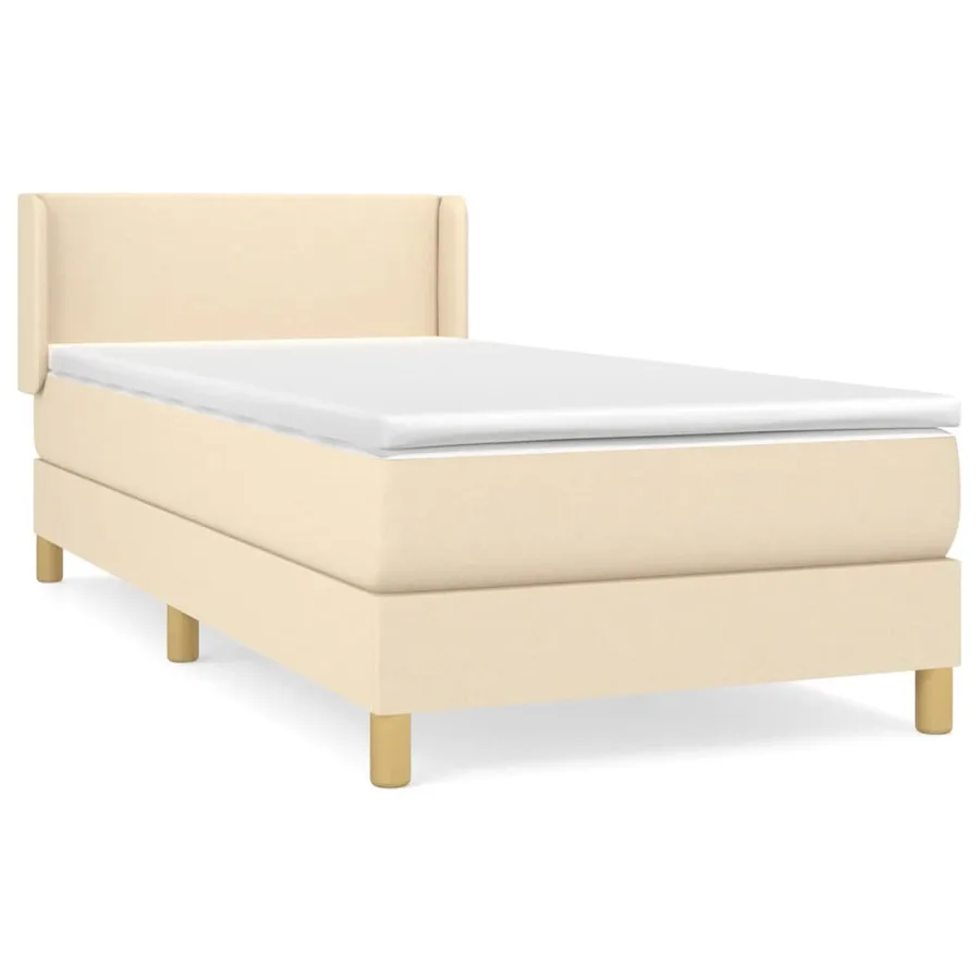 Sommier à lattes de lit avec matelas Crème 90x200 cm Tissu - 2