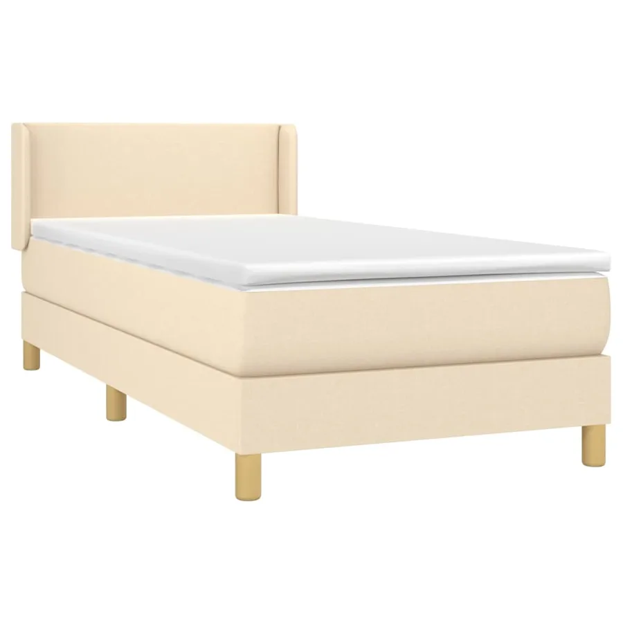 Sommier à lattes de lit avec matelas Crème 90x200 cm Tissu - 3