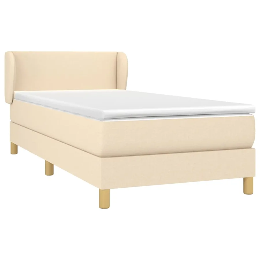 Sommier à lattes de lit avec matelas Crème 90x200 cm Tissu - 3