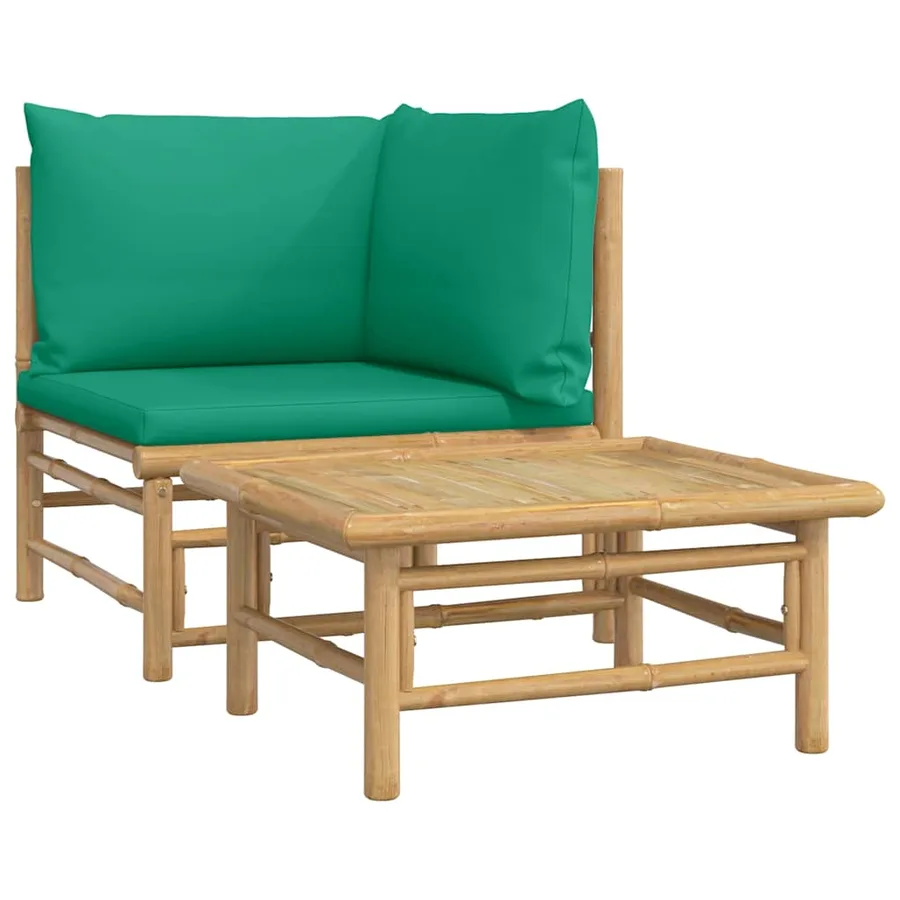 Salon de jardin 2 pcs avec coussins vert bambou - 2