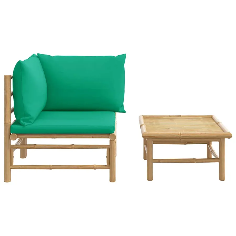Salon de jardin 2 pcs avec coussins vert bambou - 3