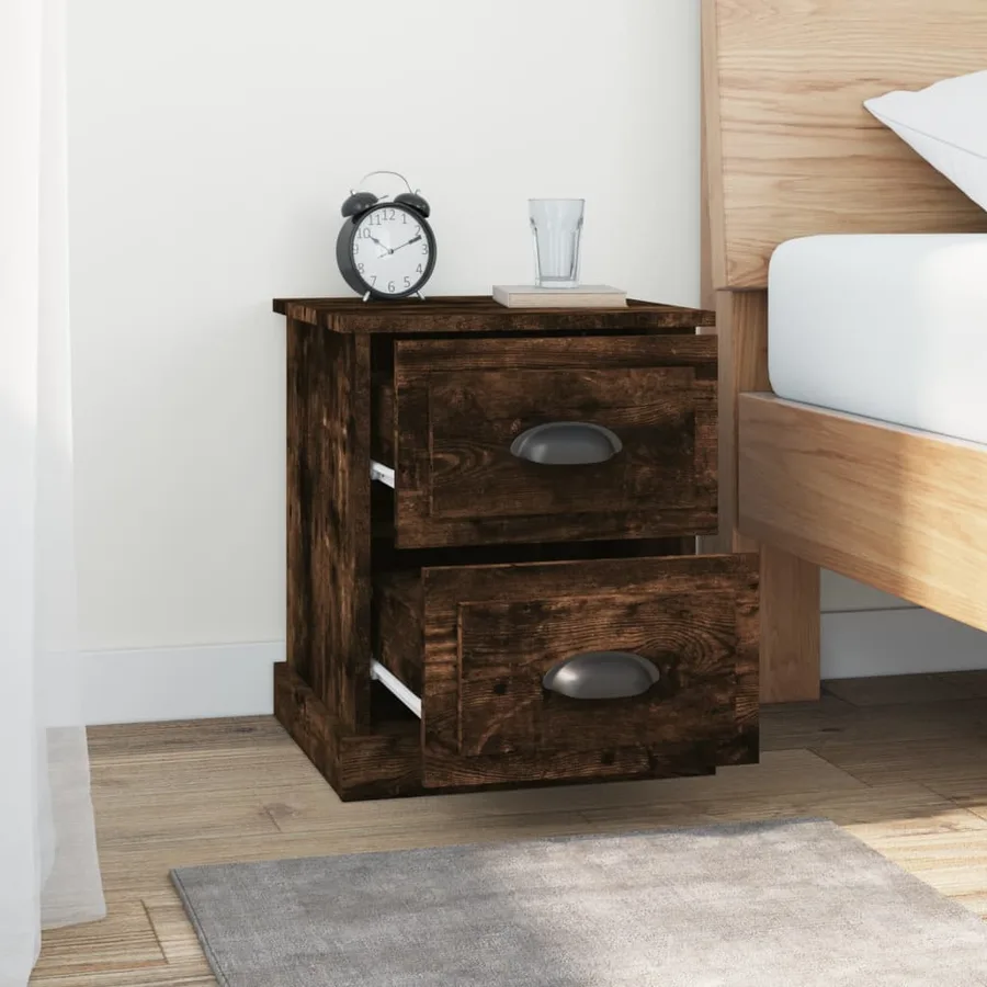 Table de chevet chêne fumé 39x39x47,5 cm bois d'ingénierie - 3
