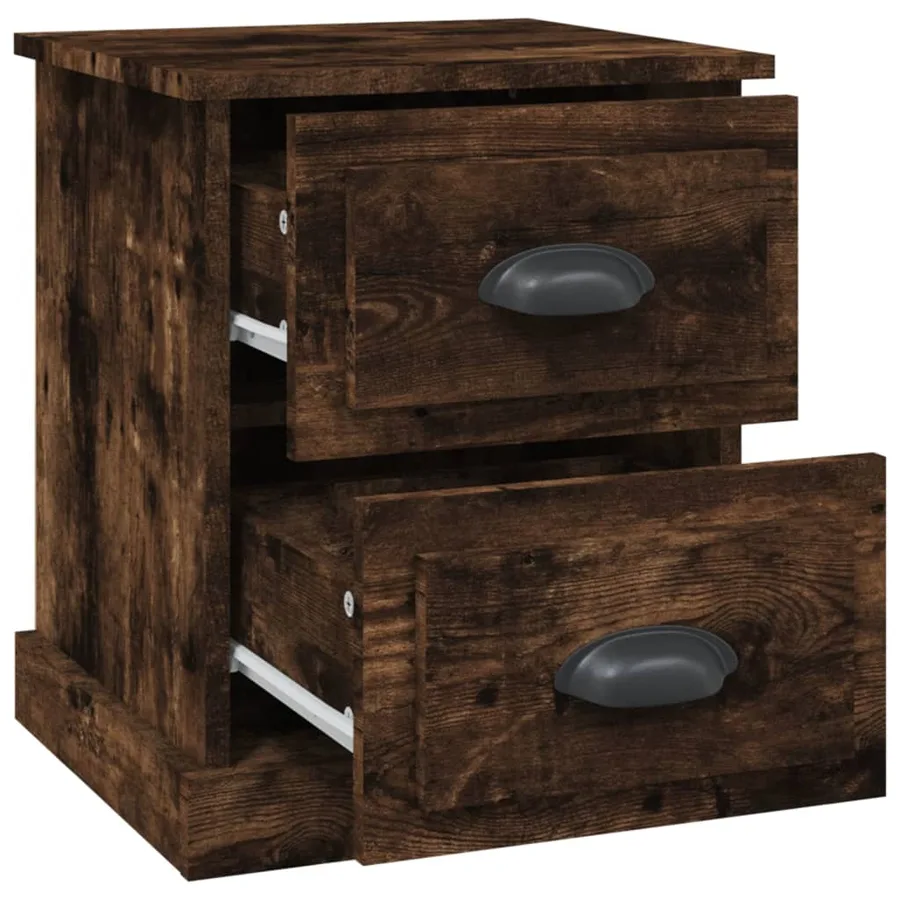 Table de chevet chêne fumé 39x39x47,5 cm bois d'ingénierie - 6