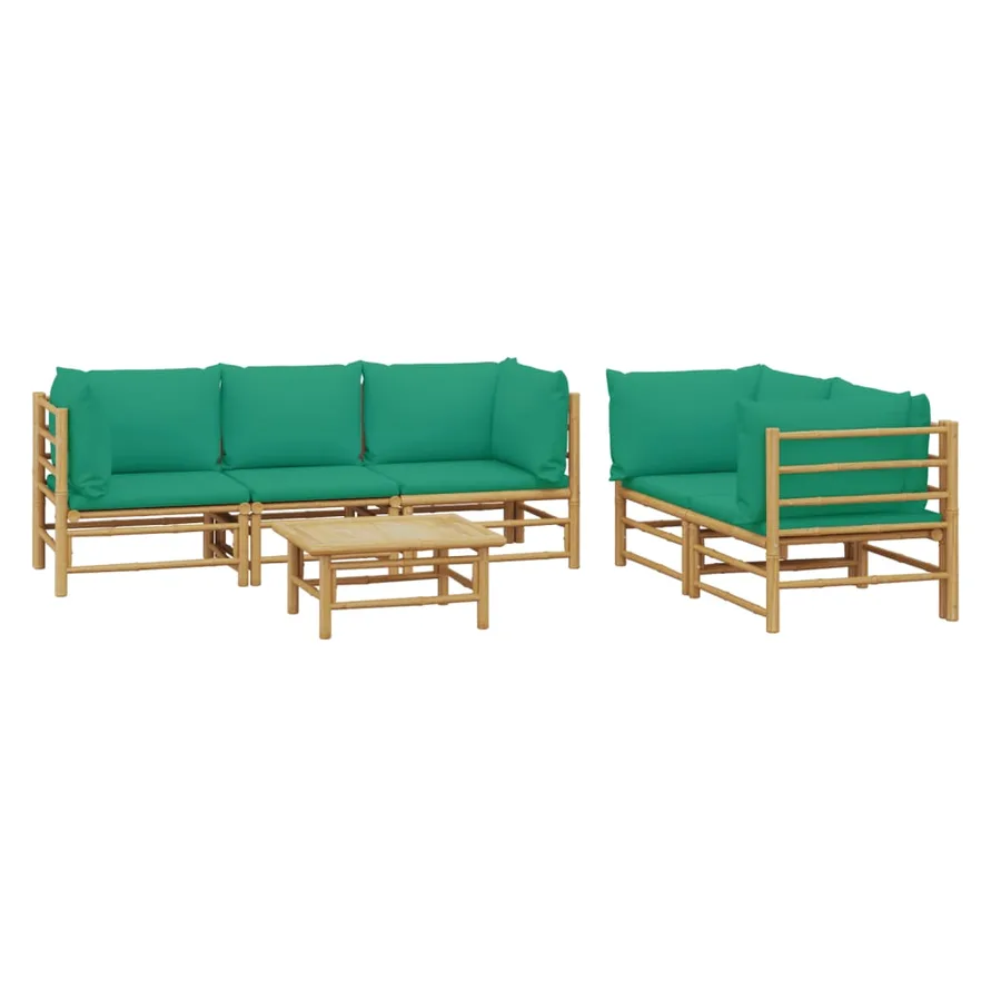 Salon de jardin 6 pcs avec coussins vert bambou - 3