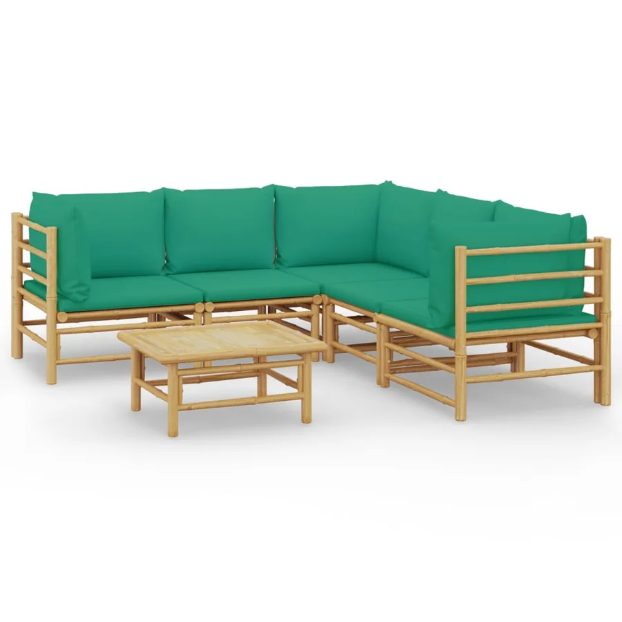 Salon de jardin 6 pcs avec coussins vert bambou - 2