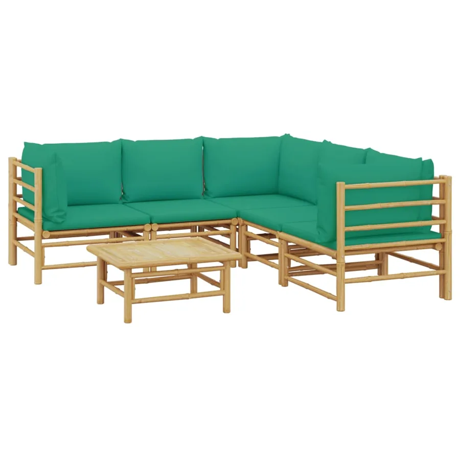 Salon de jardin 6 pcs avec coussins vert bambou - 3