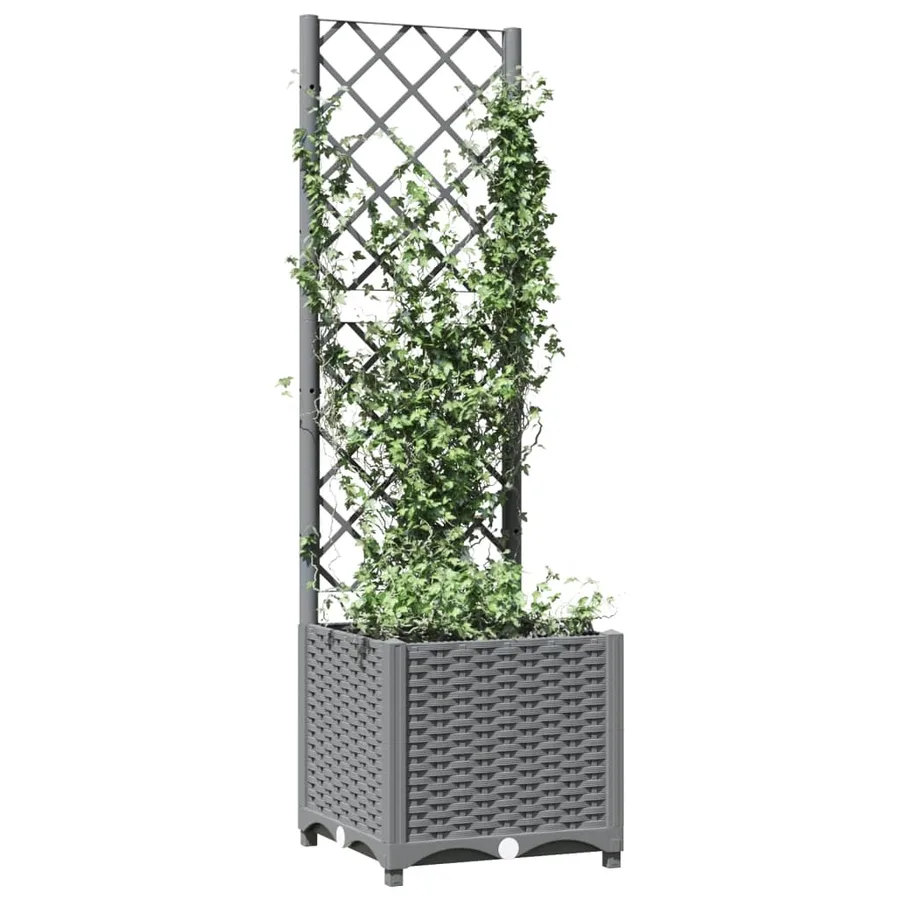Jardinière avec treillis Gris clair 40x40x136 cm PP - 7