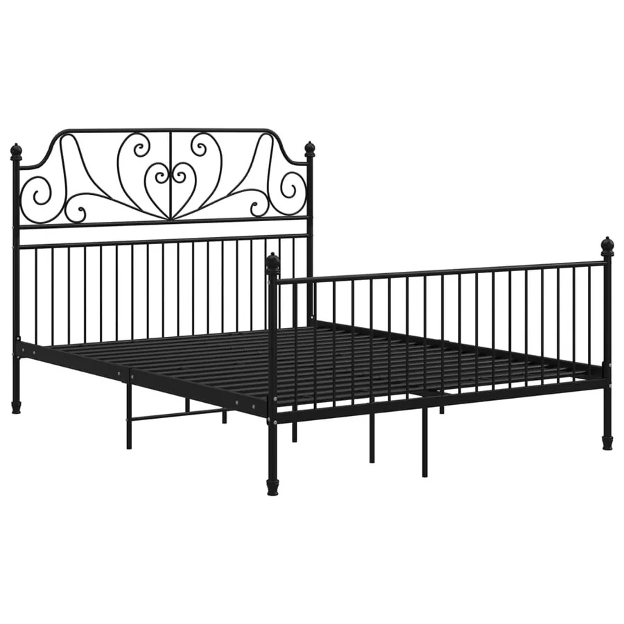 Cadre de lit sans matelas noir métal 160x200 cm - 2