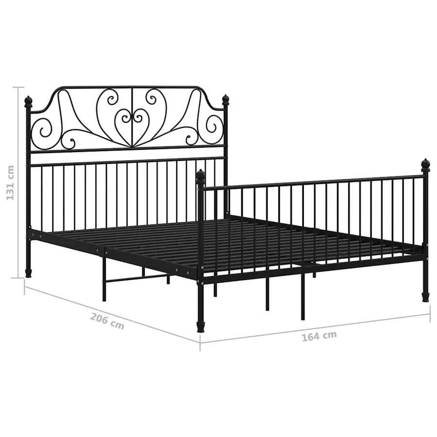 Cadre de lit sans matelas noir métal 160x200 cm - 6