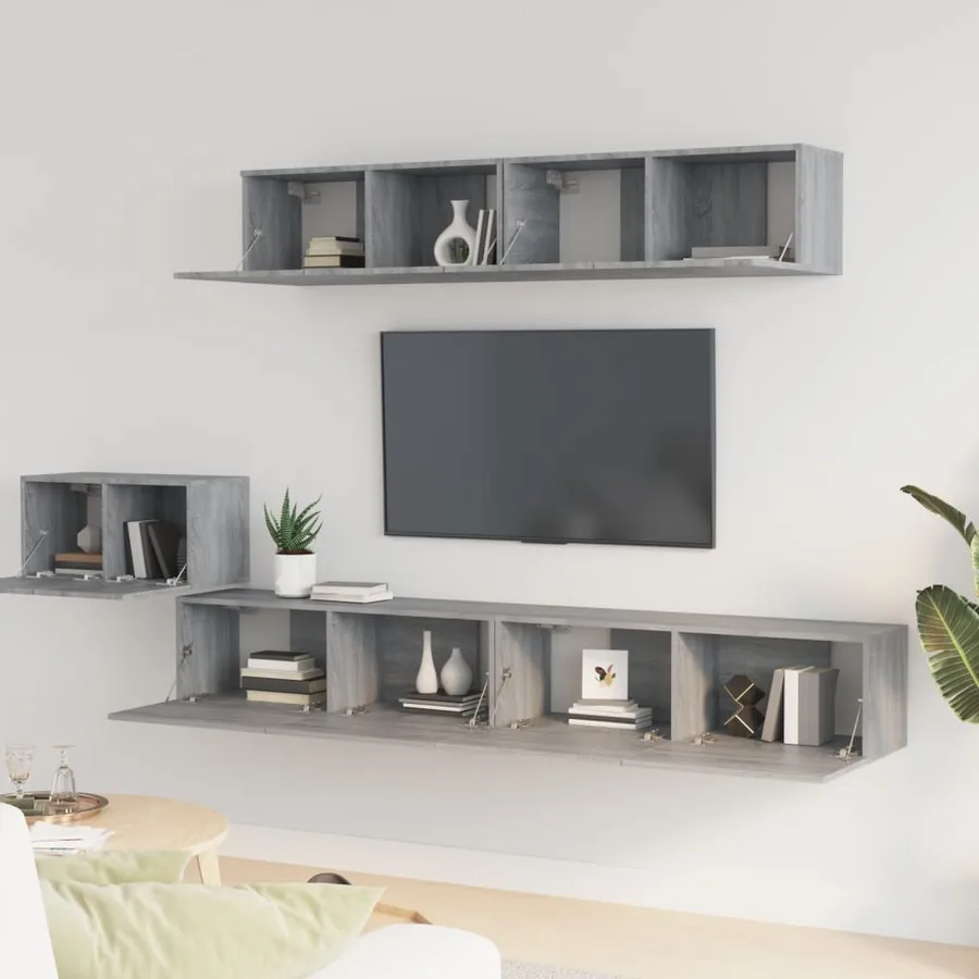 Ensemble de meubles TV 5 pcs Sonoma gris Bois d'ingénierie - 3