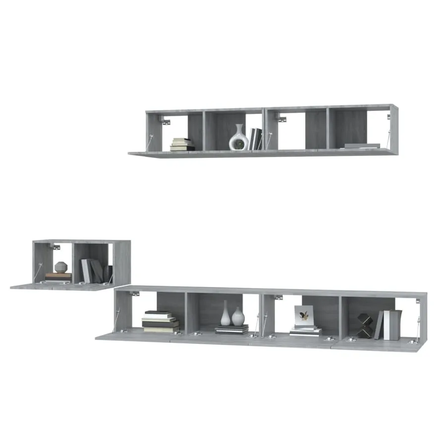 Ensemble de meubles TV 5 pcs Sonoma gris Bois d'ingénierie - 4