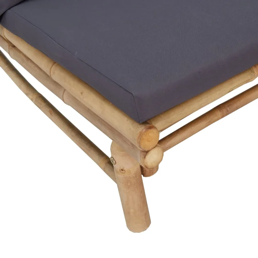 Salon de jardin 5 pcs avec coussins gris foncé bambou - 7