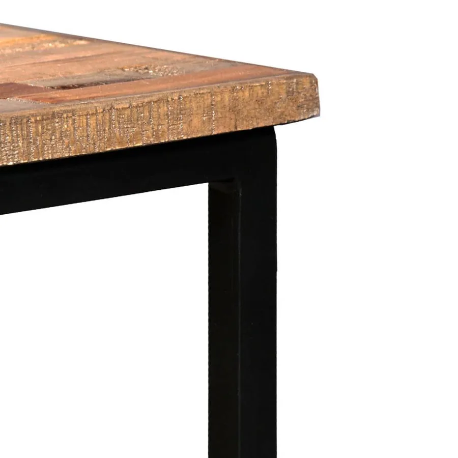 Ensemble de table basse gigogne 3 pcs Teck massif récupération - 8