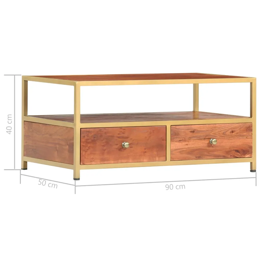 Table basse 90 x 50 x 40 cm Bois d'acacia massif - 6