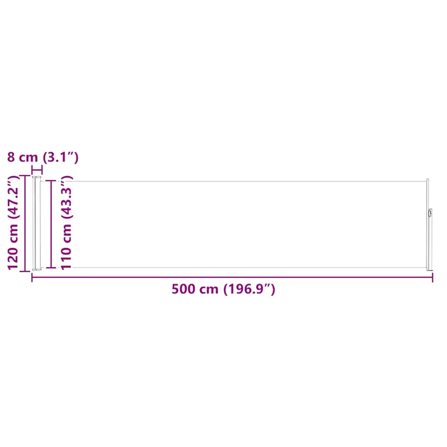 Auvent latéral rétractable de patio 120x500 cm Rouge - 12