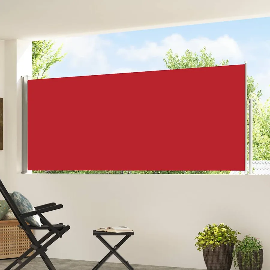 Auvent latéral rétractable de patio 120x500 cm Rouge - 3
