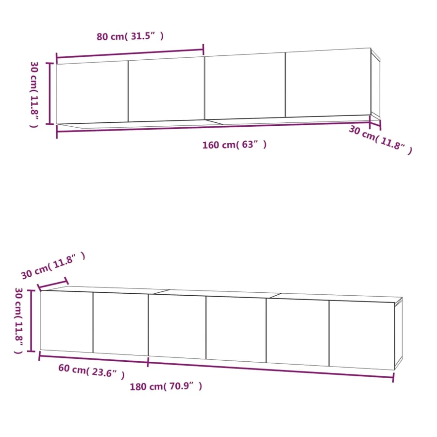 Ensemble de meubles TV 5 pcs Blanc Bois d'ingénierie - 11