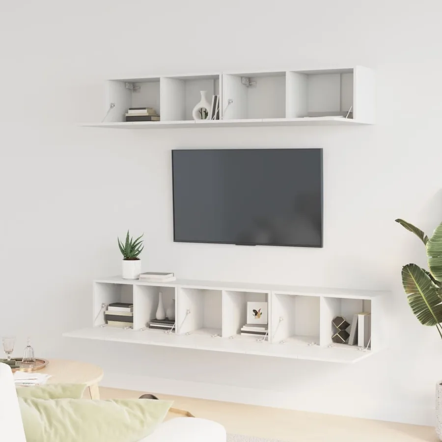 Ensemble de meubles TV 5 pcs Blanc Bois d'ingénierie - 3