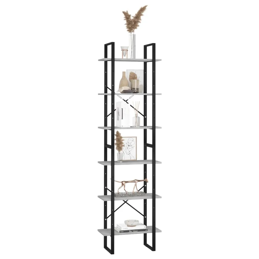 Étagère de rangement Gris béton 60x30x210 cm Bois d'ingénierie - 7