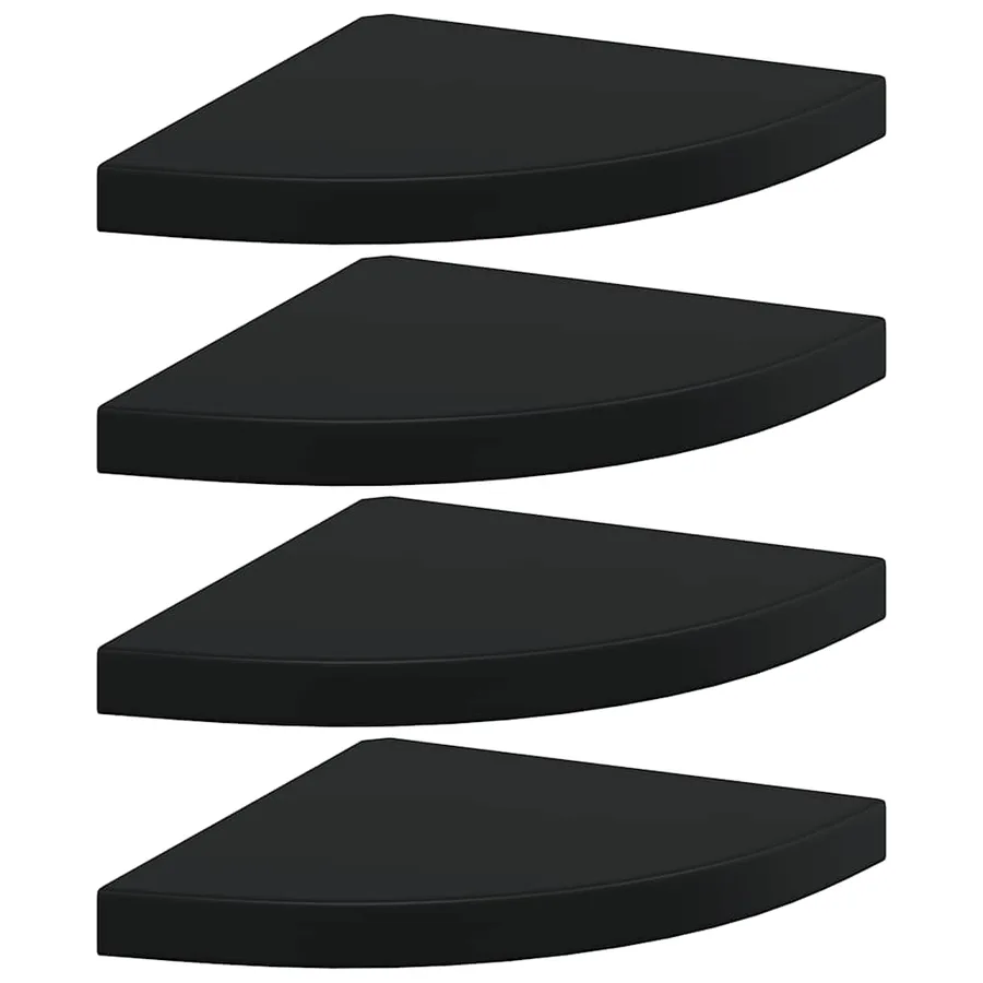 Étagères d'angle flottantes 4 pcs noir 35x35x3,8 cm MDF - 2
