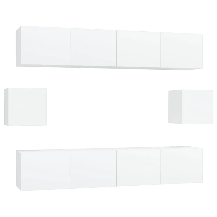Ensemble de meubles TV 6 pcs Blanc Bois d'ingénierie - 2