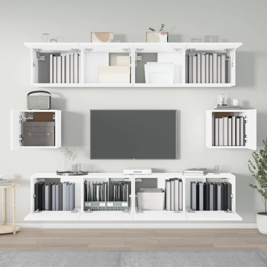 Ensemble de meubles TV 6 pcs Blanc Bois d'ingénierie - 3