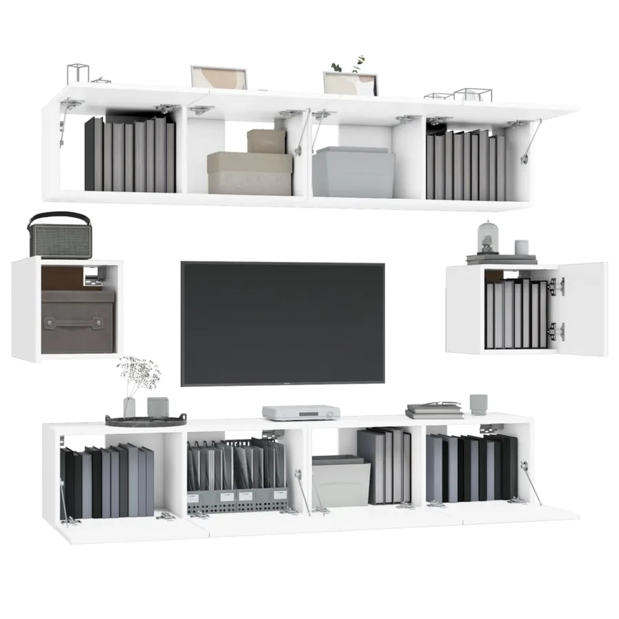 Ensemble de meubles TV 6 pcs Blanc Bois d'ingénierie - 4