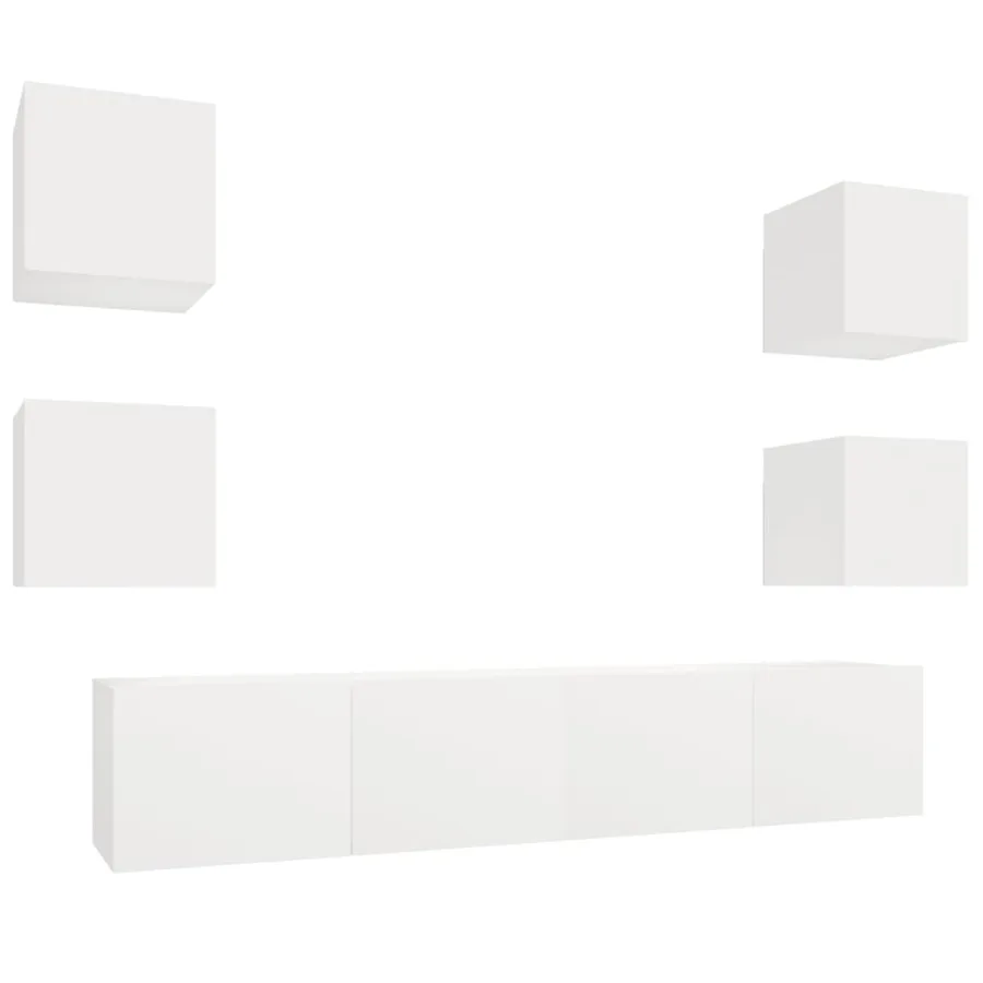 Ensemble de meubles TV 6 pcs Blanc Bois d'ingénierie - 2
