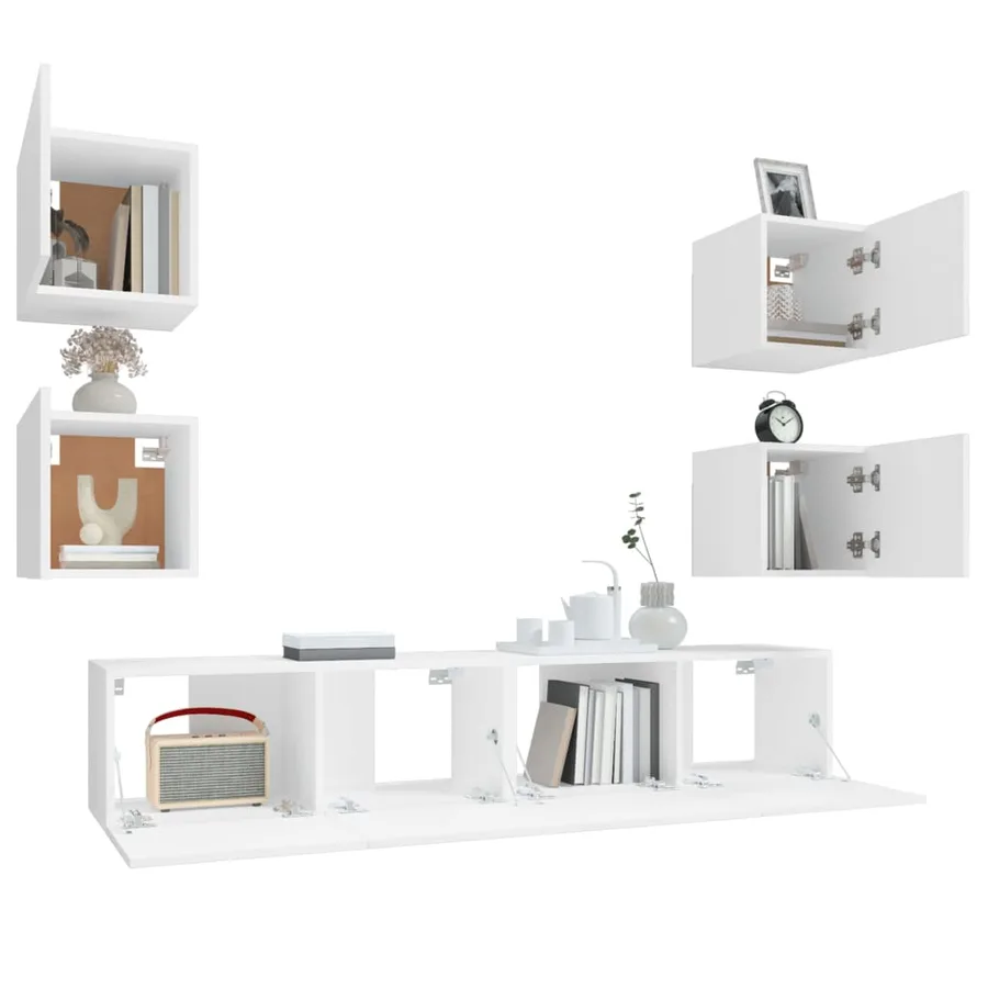 Ensemble de meubles TV 6 pcs Blanc Bois d'ingénierie - 8