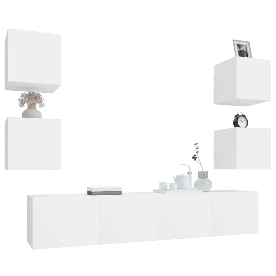 Ensemble de meubles TV 6 pcs Blanc Bois d'ingénierie - 9