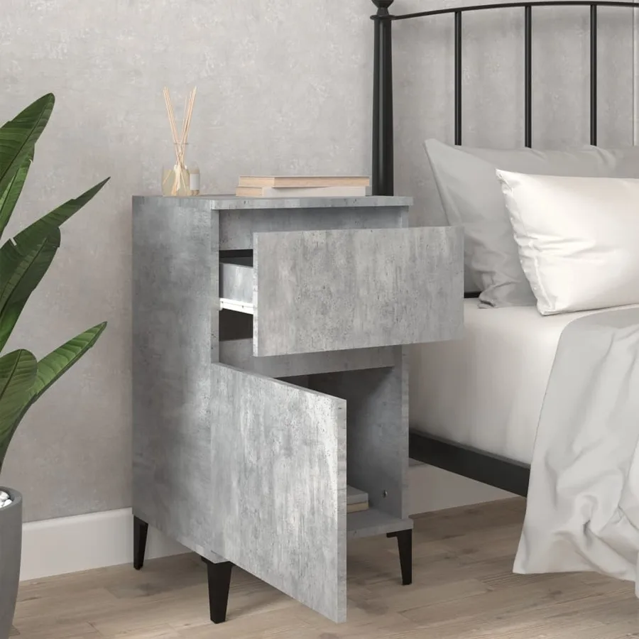 Table de chevet gris béton 40x35x70 cm - 3