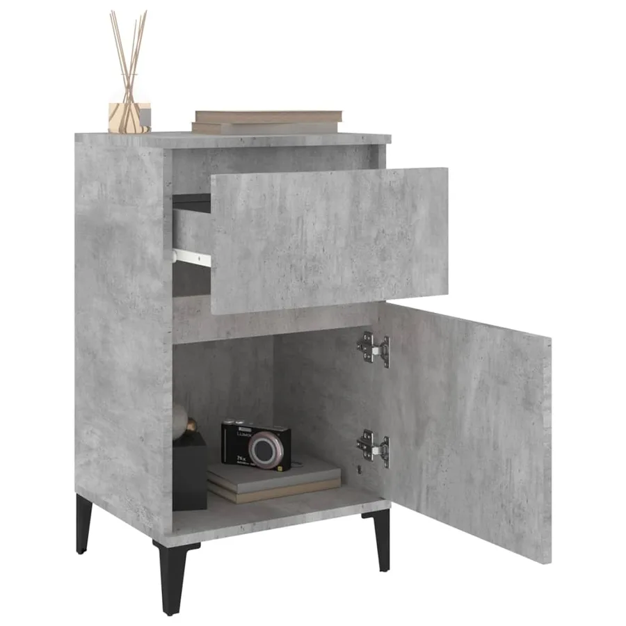 Table de chevet gris béton 40x35x70 cm - 5
