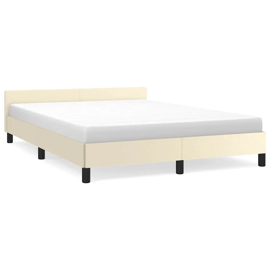 Cadre de lit avec tête de lit sans matelas crème 140x200 cm - 2