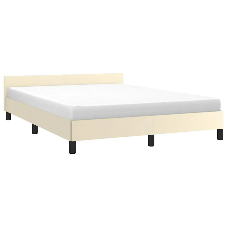 Cadre de lit avec tête de lit sans matelas crème 140x200 cm - 3