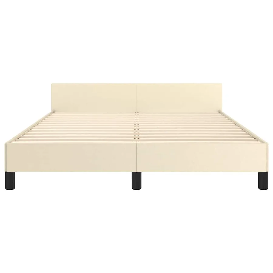 Cadre de lit avec tête de lit sans matelas crème 140x200 cm - 5