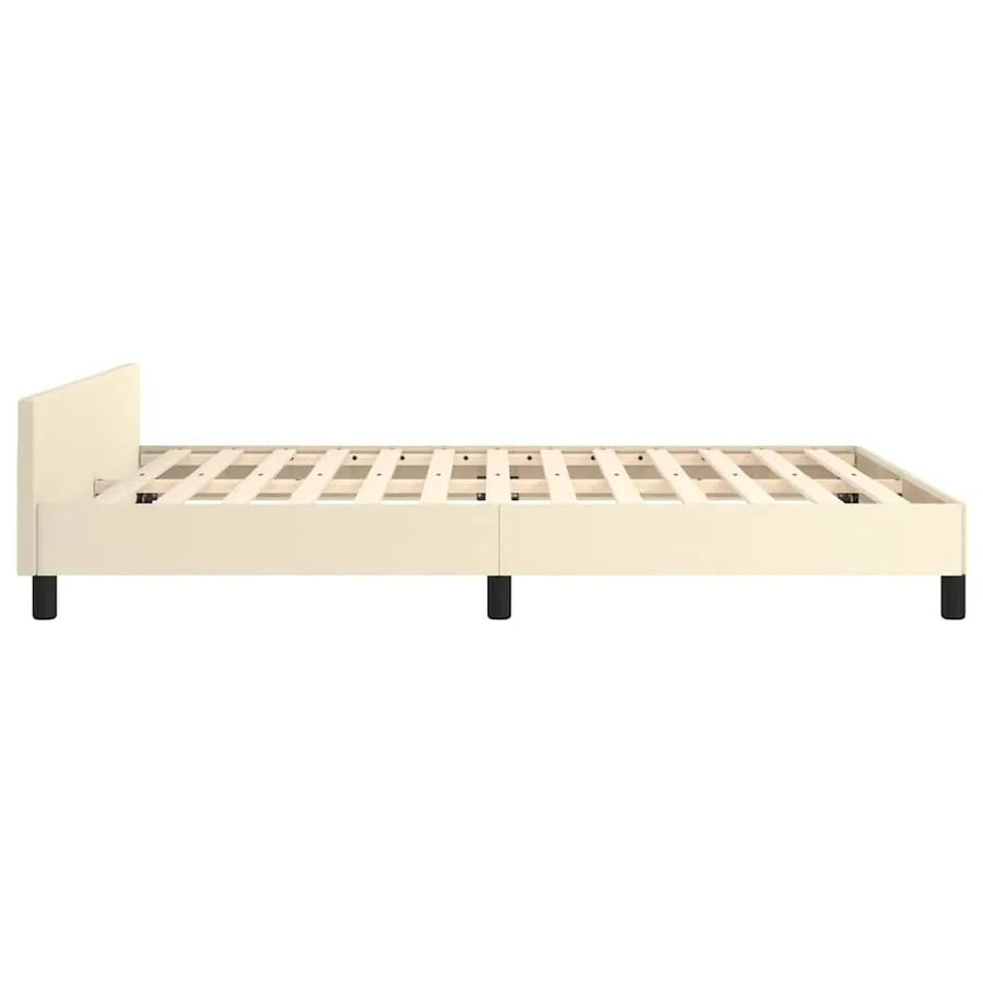Cadre de lit avec tête de lit sans matelas crème 140x200 cm - 6