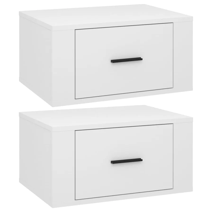 Tables de chevet murales 2 pcs Blanc brillant 50x36x25 cm - 2