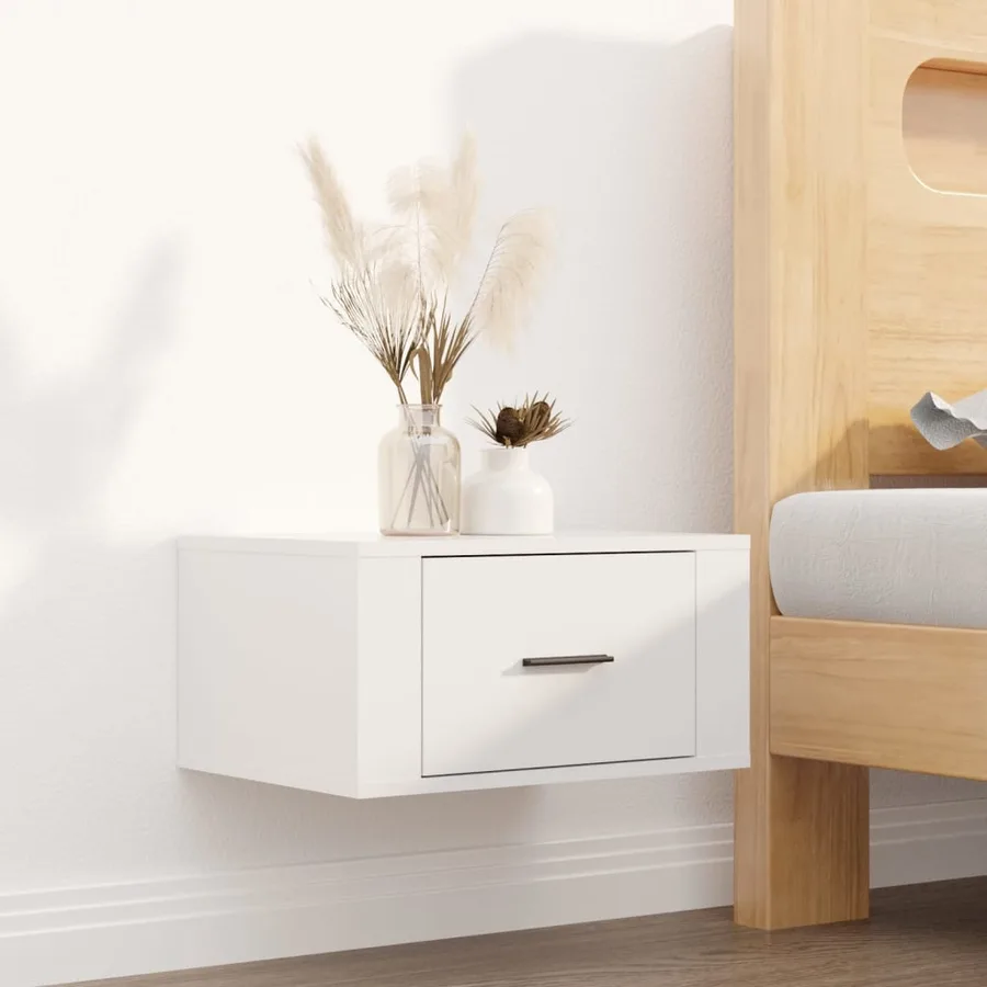 Tables de chevet murales 2 pcs Blanc brillant 50x36x25 cm - 3
