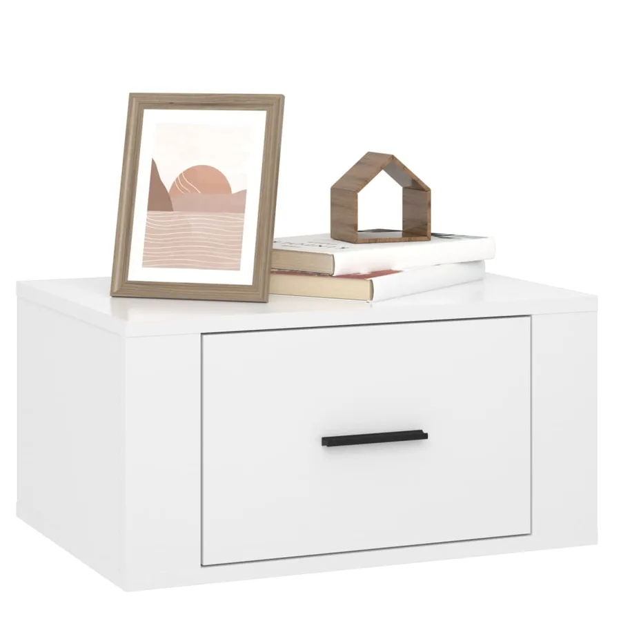 Tables de chevet murales 2 pcs Blanc brillant 50x36x25 cm - 4