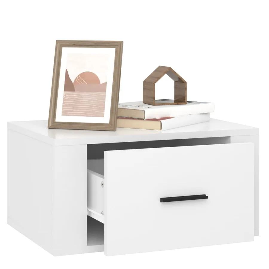 Tables de chevet murales 2 pcs Blanc brillant 50x36x25 cm - 5