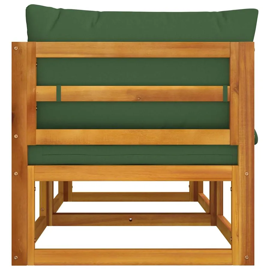 Canapés d'angle sectionnels 2 pcs coussins verts Bois acacia - 5