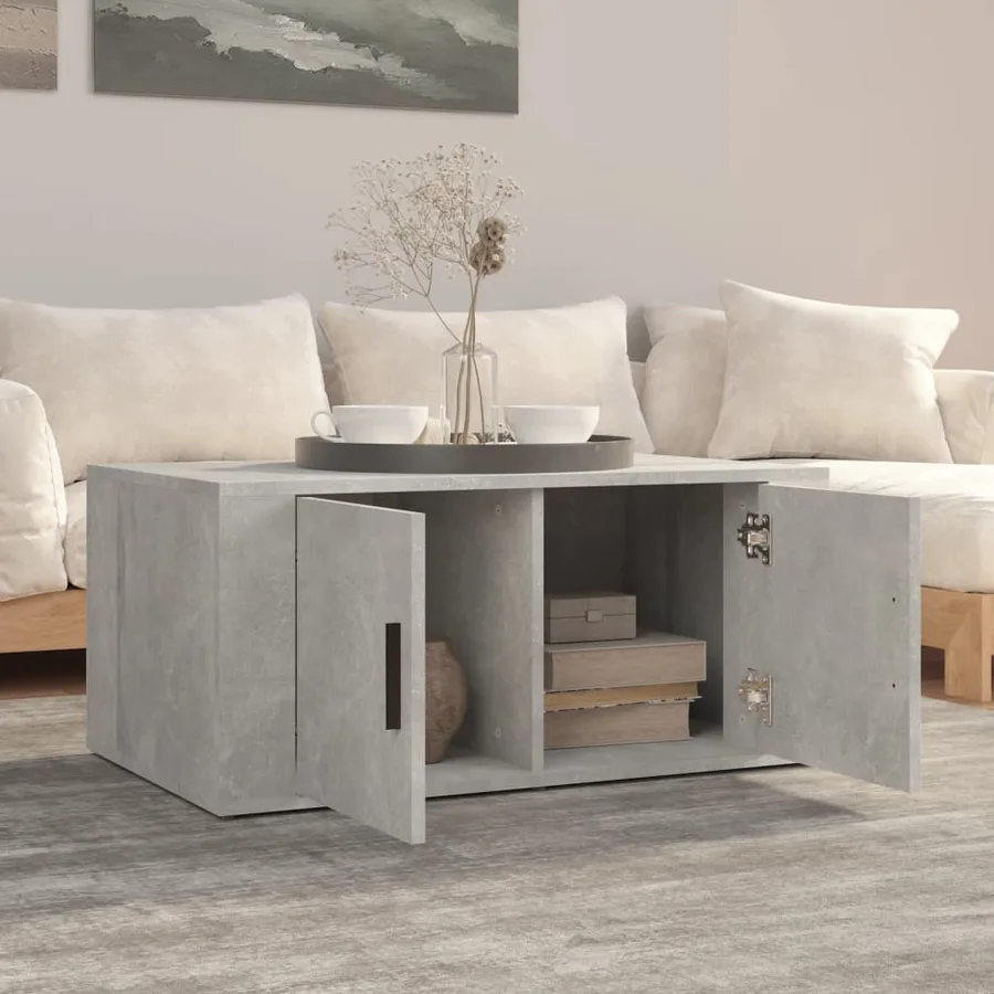 Table basse Gris béton 80x50x36 cm Bois d'ingénierie - 3