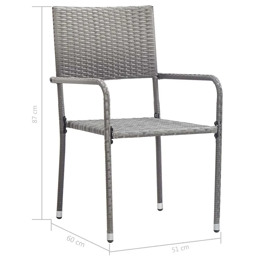 Chaise à dîner de jardin empilable lot de 2 gris résine tressée - 7