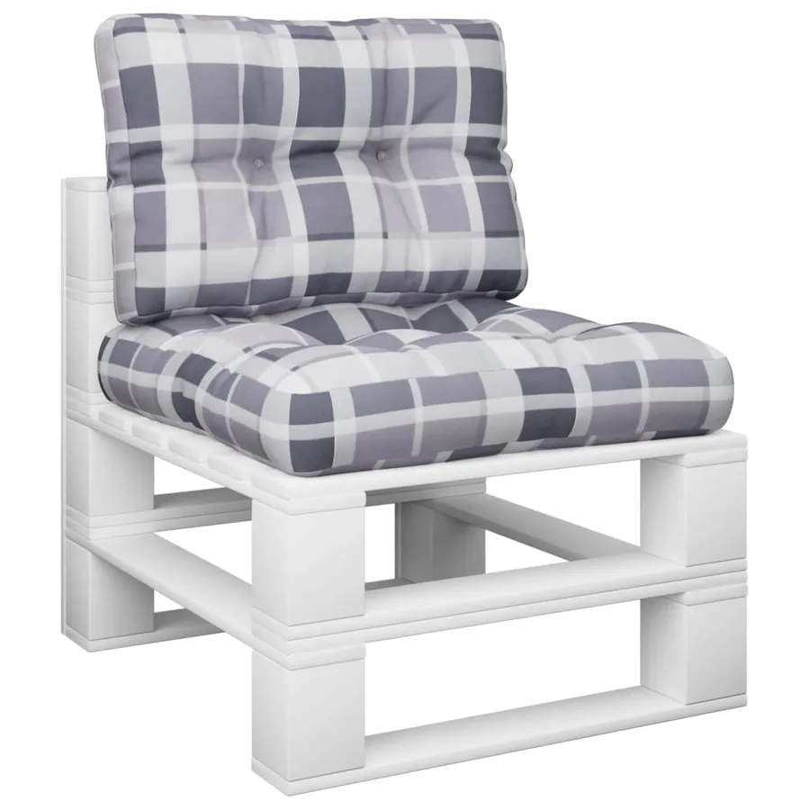 Coussins de palette lot de 2 motif à carreaux gris tissu - 3
