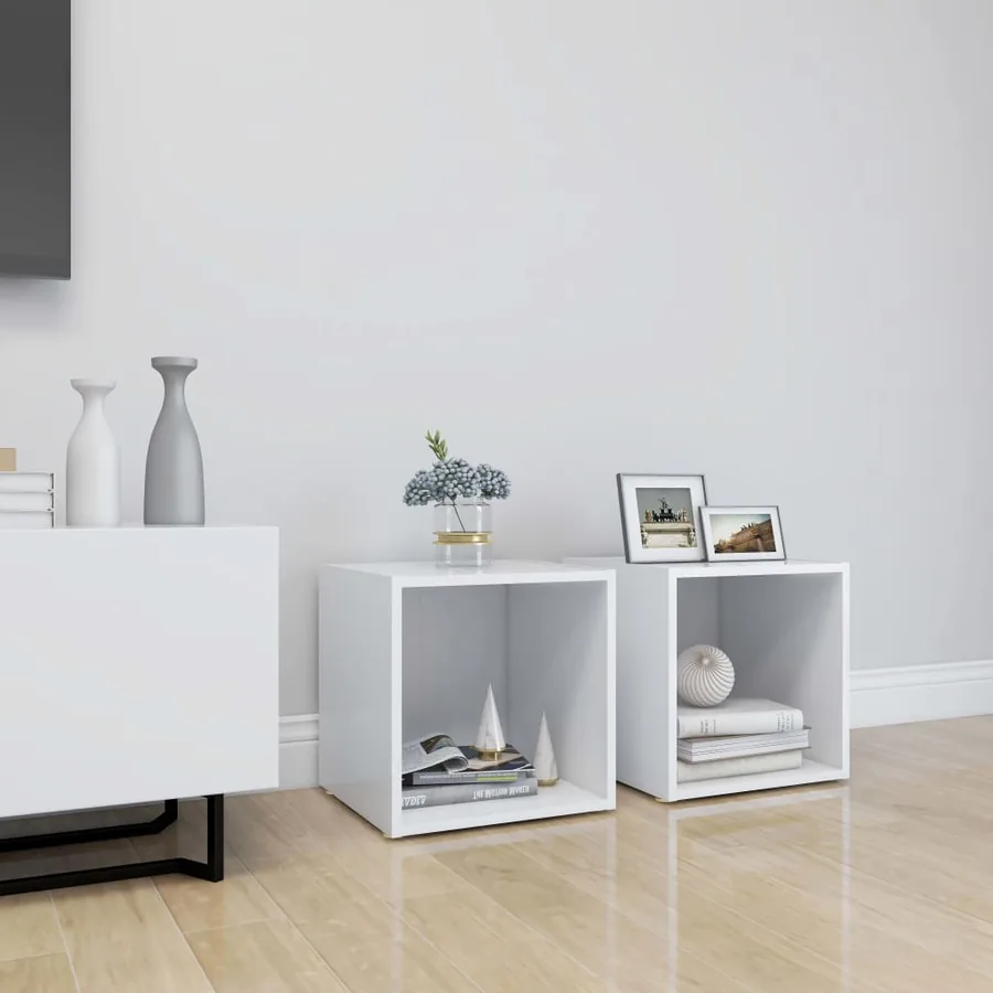 Meubles TV 2 pcs Blanc 37x35x37 cm Bois d’ingénierie