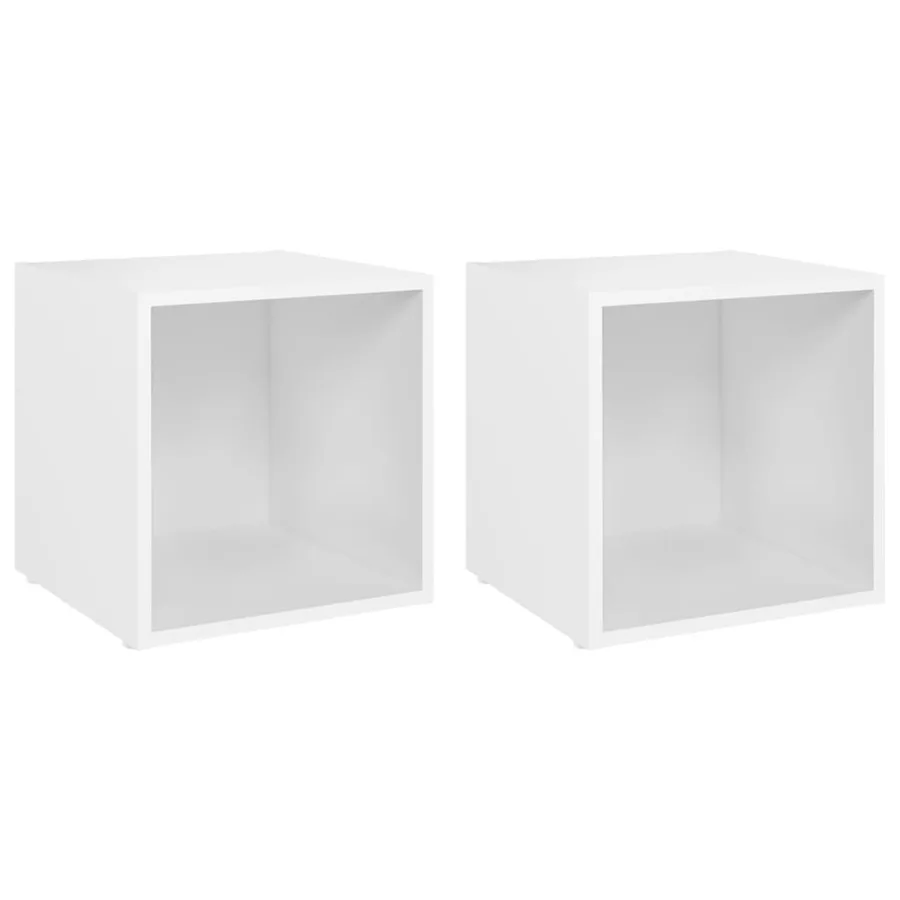 Meubles TV 2 pcs Blanc 37x35x37 cm Bois d’ingénierie - 2