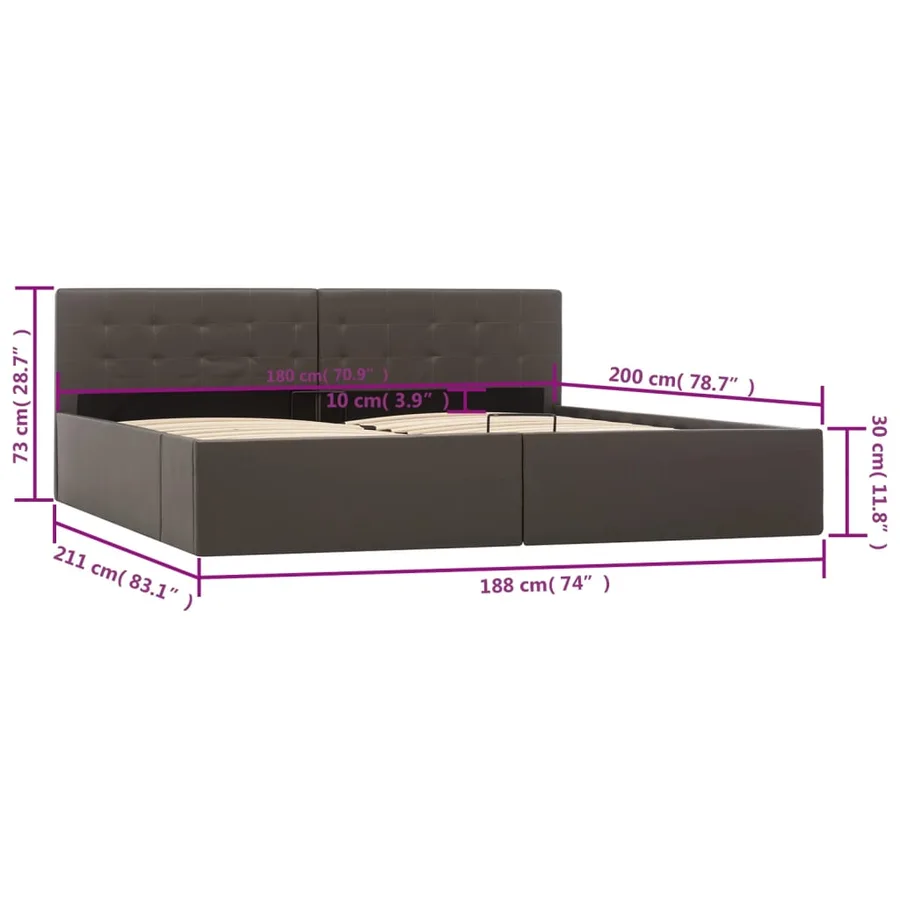 Cadre de lit avec rangement hydraulique Similicuir 180x200 cm - 10