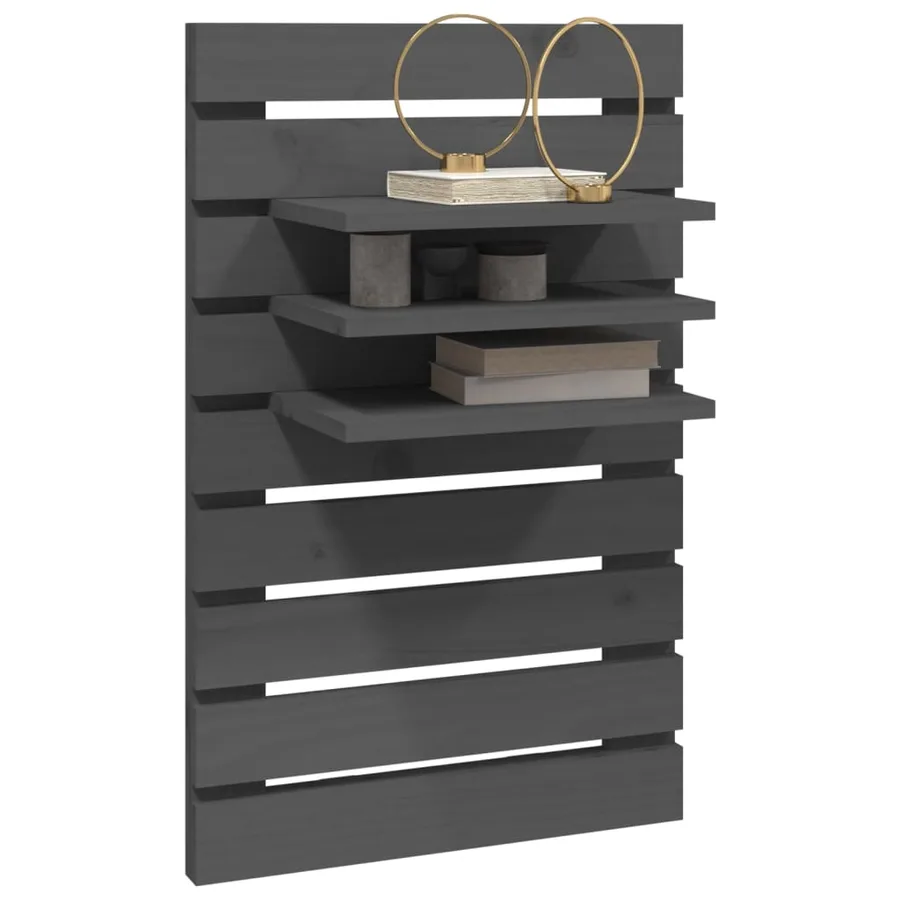 Étagères de chevet murales 2 pcs Gris Bois de pin massif - 4