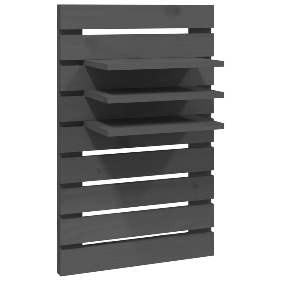 Étagères de chevet murales 2 pcs Gris Bois de pin massif - 5