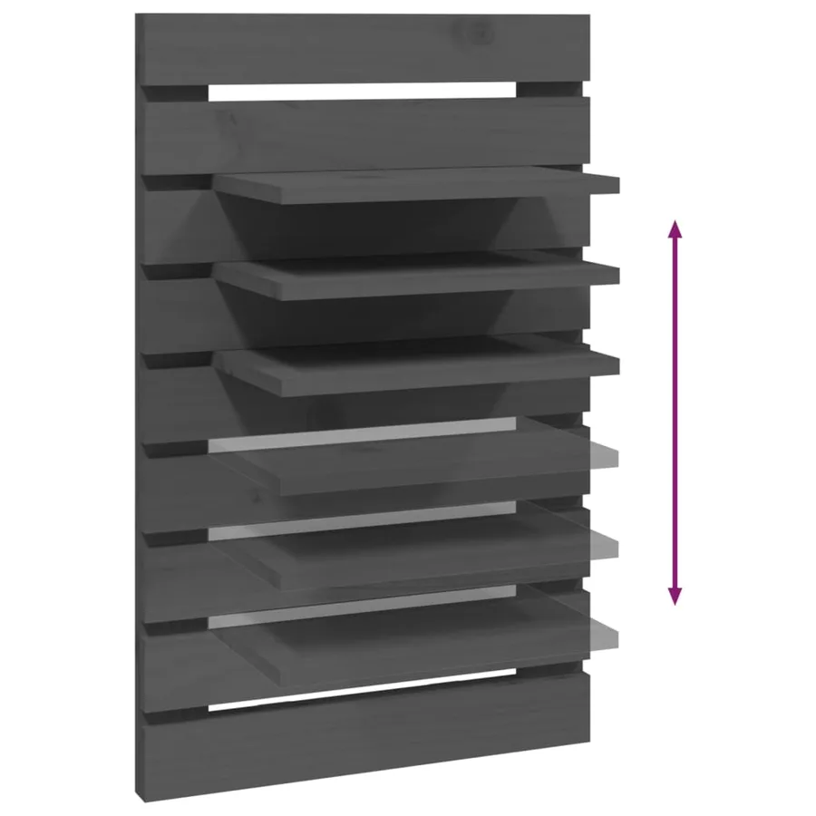 Étagères de chevet murales 2 pcs Gris Bois de pin massif - 8